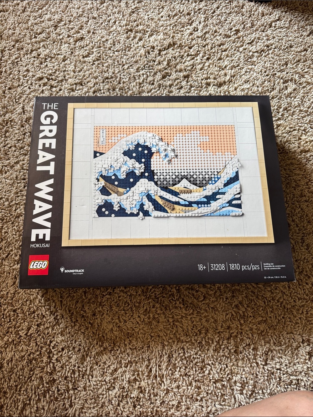 Lego Wave Mosaic Wall Art in Navy, White, Light Blue and Peach